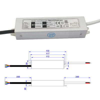 conductor ultra fino de la prenda impermeable IP67 LED de 20W Constant Voltage Power Supply 12V
