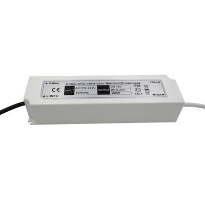 fuente de alimentación plástica de Waterproof IP67 del conductor de la luz de tira del refrigerador de 100W 12V LED