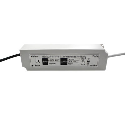 fuente de alimentación plástica de Waterproof IP67 del conductor de la luz de tira del refrigerador de 100W 12V LED