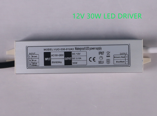 Fuente de alimentación al aire libre resistente al calor 2.5A 12V, tira anticorrosiva del conductor LED del LED